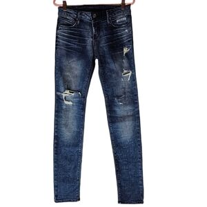 RtA Midrise Blue Skinny Distress Blue Jeans 26 Preowned